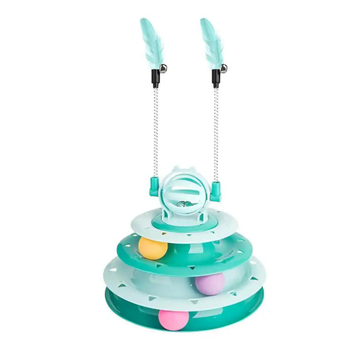 Turntable Cat Toy With Double Plume